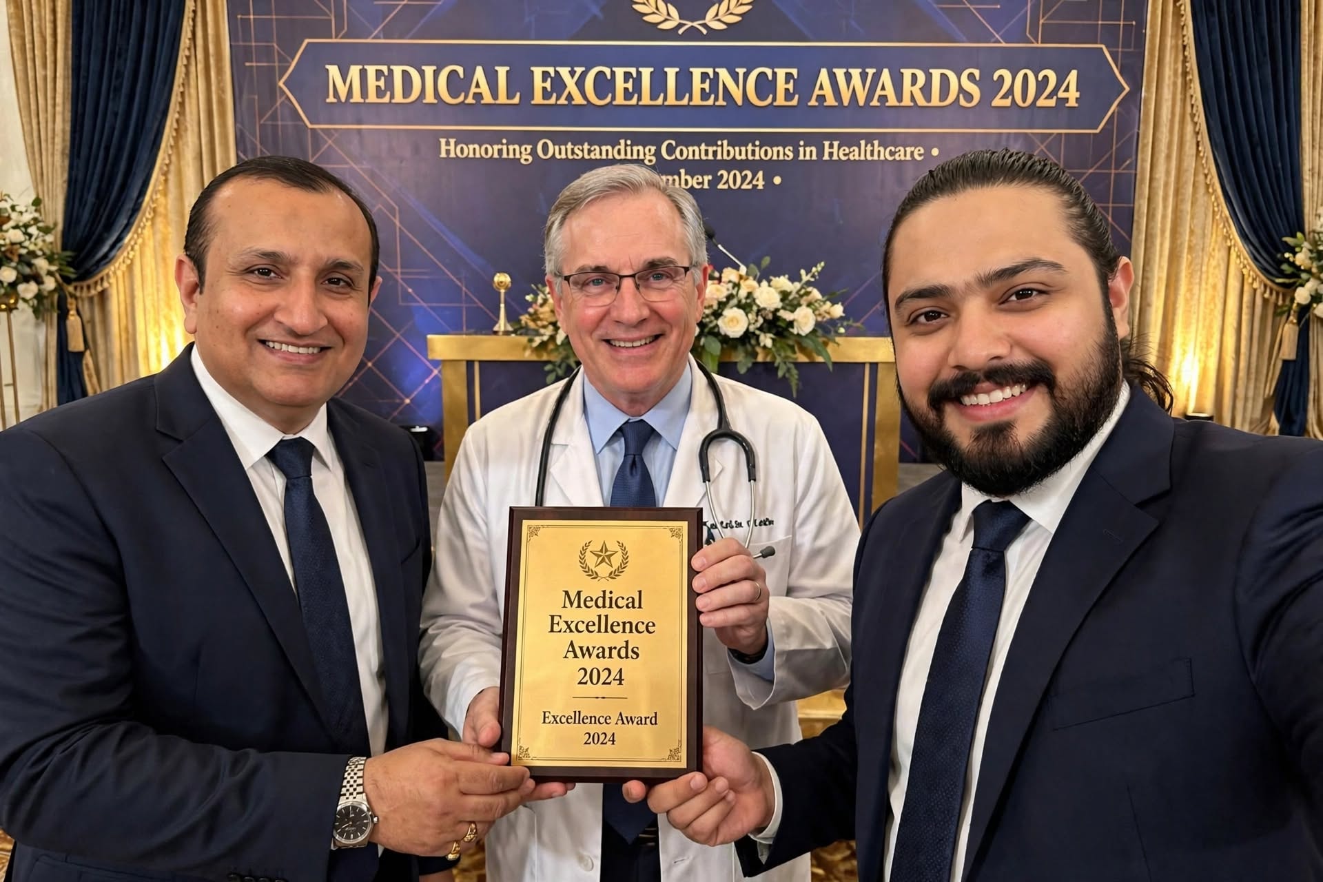 Engineer Ali Hassan Shah and Engineer Aslam Bhatti receiving Medical Excellence Award 2024